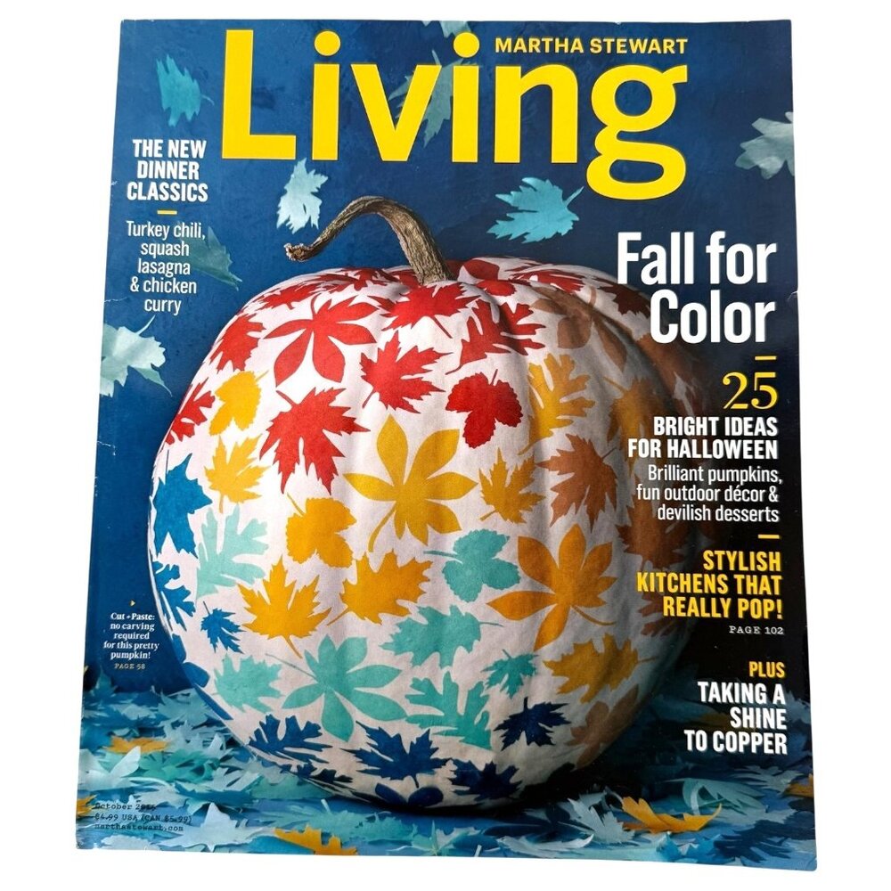 Martha Stewart Living Magazine October 2015 Fall Pumpkin Halloween Recipe Card